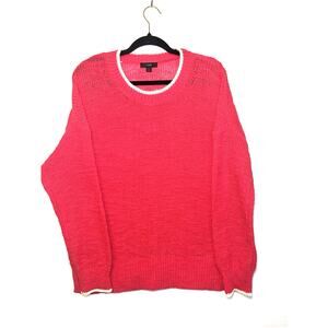 J.CREW Women's Bright Pink Knit Pullover Long Sleeve Sweater Size L Casual